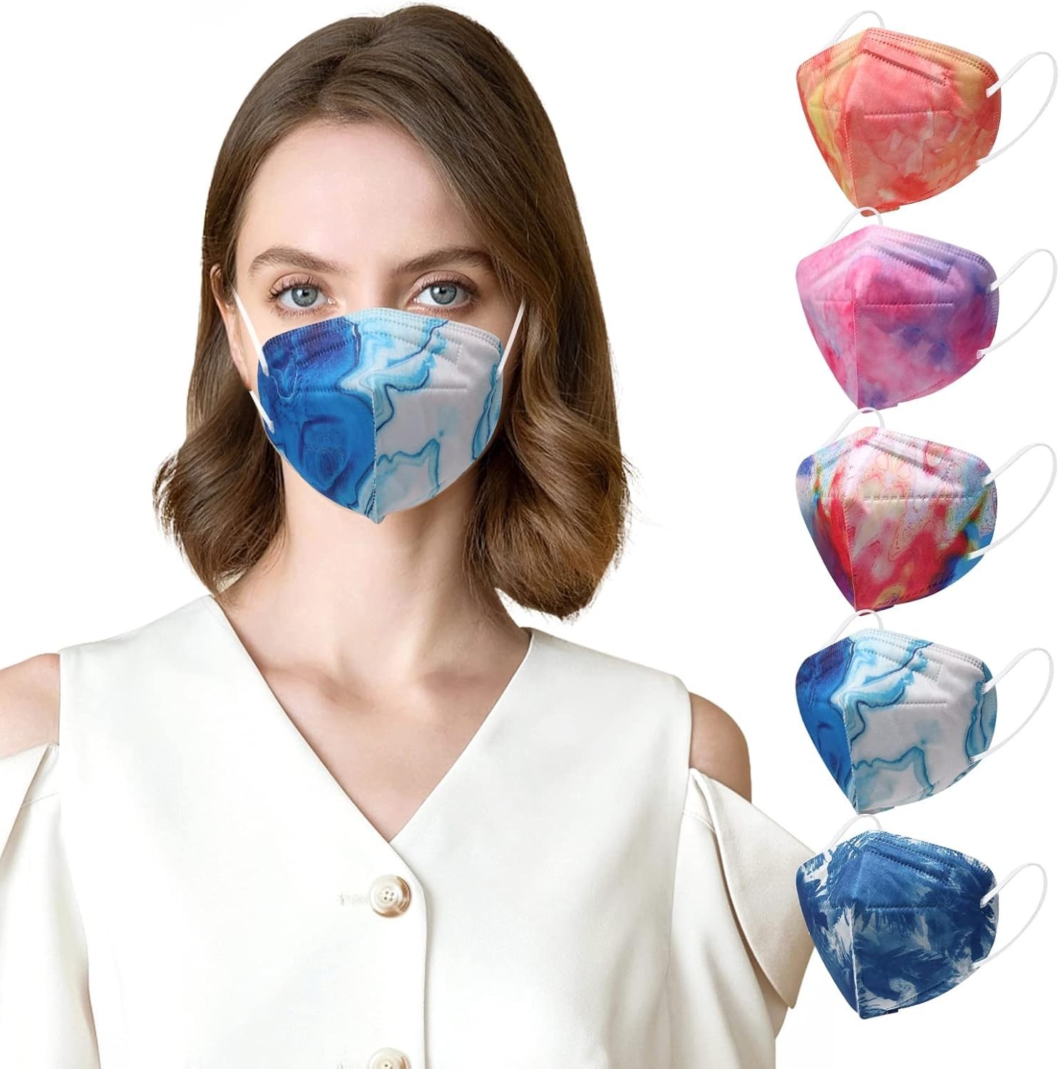 KN95 Face Masks for Adults, 50 Pack 10 Colors Disposable KN95 Masks, 5 Layer …