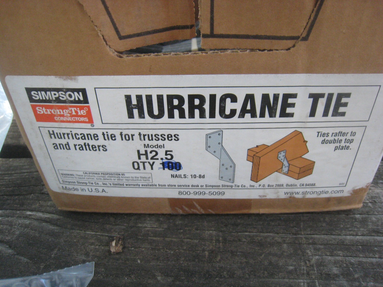 20 Simpson H2.5A Hurricane Tie Strap Rafter Joist Connector WITH 200 Joist NAIL