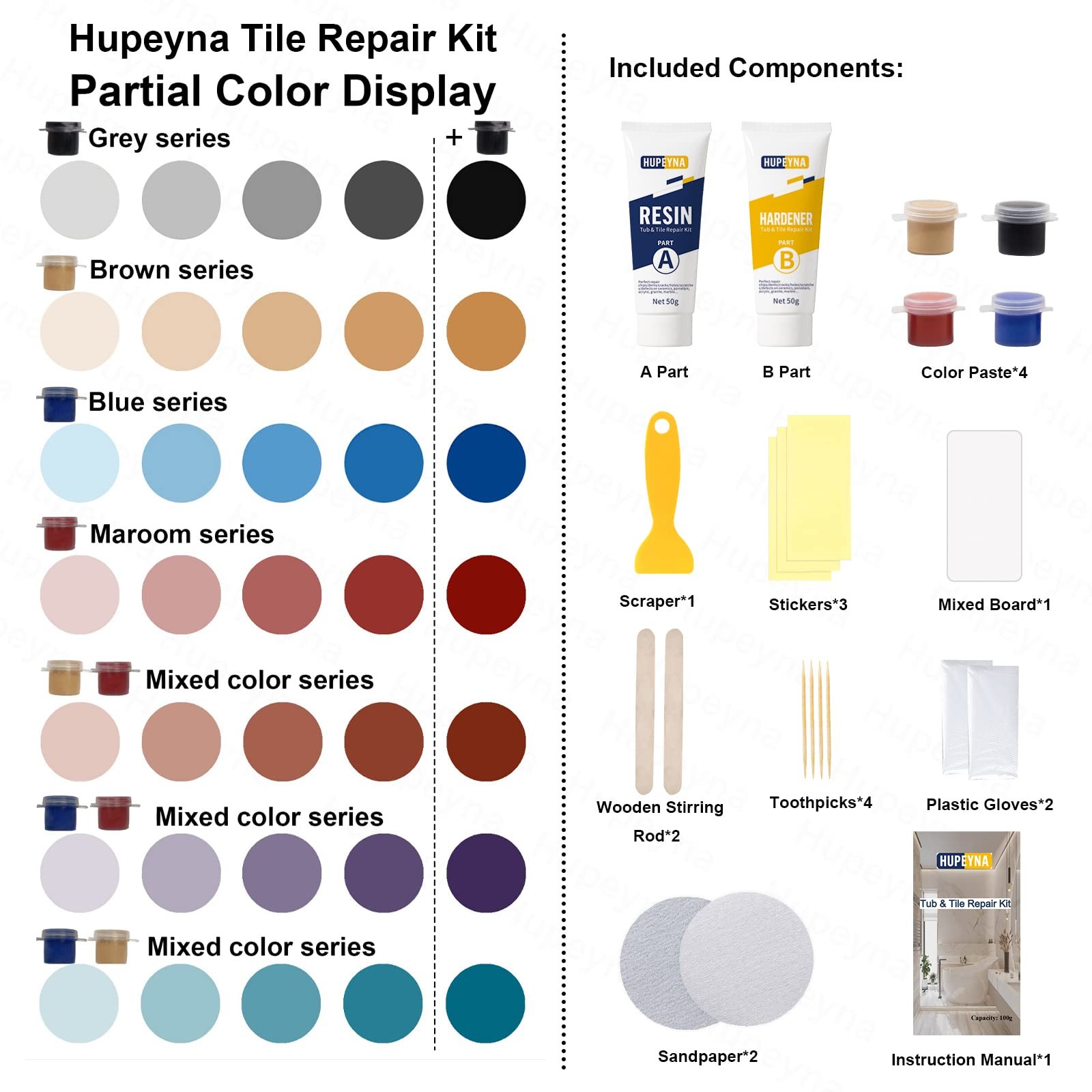 Tub, Tile and Shower Repair Kit (Color Match), Porcelain Repair Kit, Bathtub …