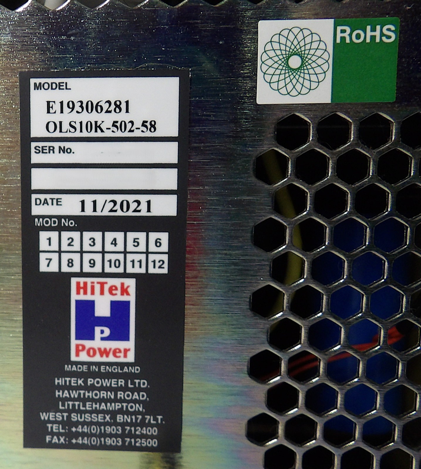 OLS10K HiTek Power OLS10K-502-58 Power Supply AMAT E19306281 Working Surplus