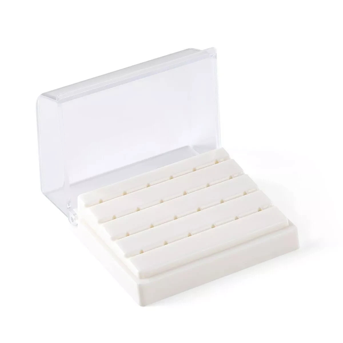 24 Holes Plastic Dental Lab Bur Holder Burs Block Drills Instrument Case Box