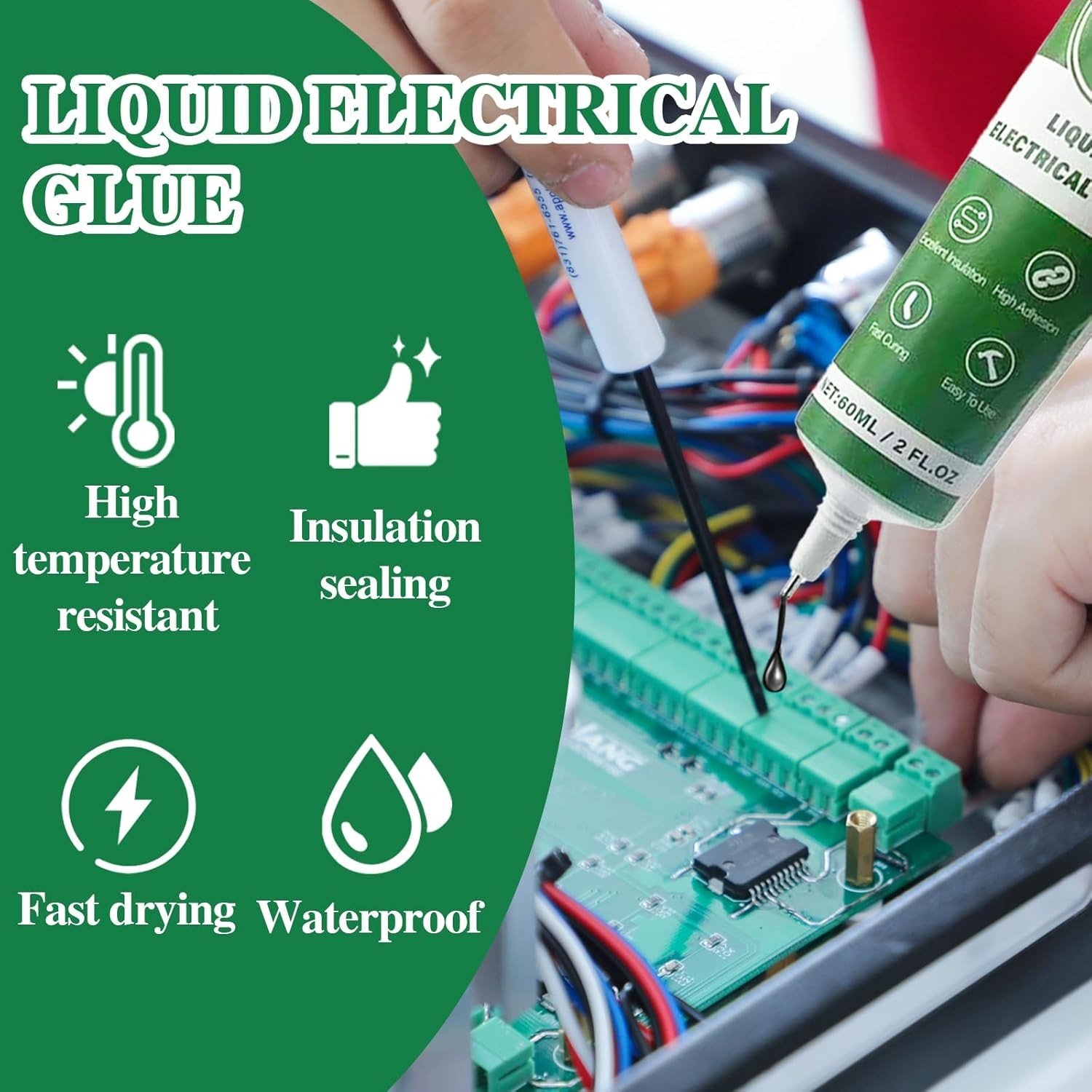 Liquid Electrical Tape, Waterproof Fast Drying High Temp Sealant Glue 2 Pack