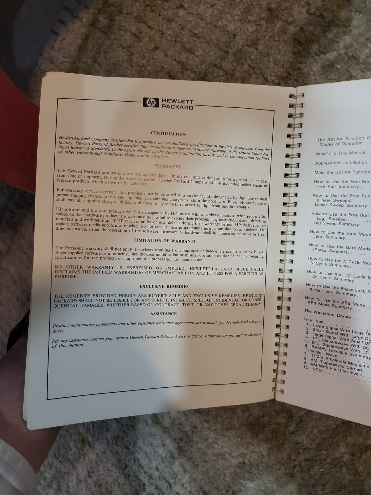 HP 03314-90000 Model 3314A Function Generator Operating Manual.