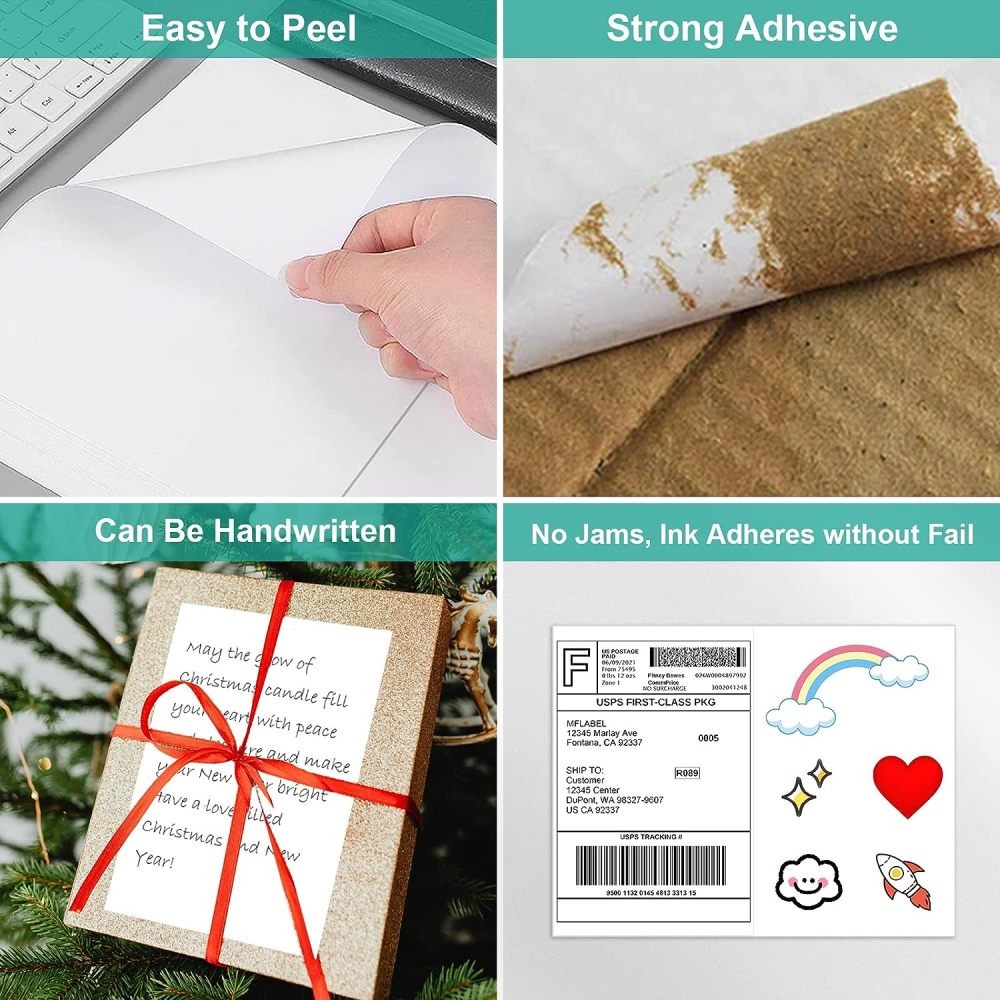 Premium 8.5×5.5 Half Sheet Shipping Labels 2 per Sheet Matte White Self Adhesive