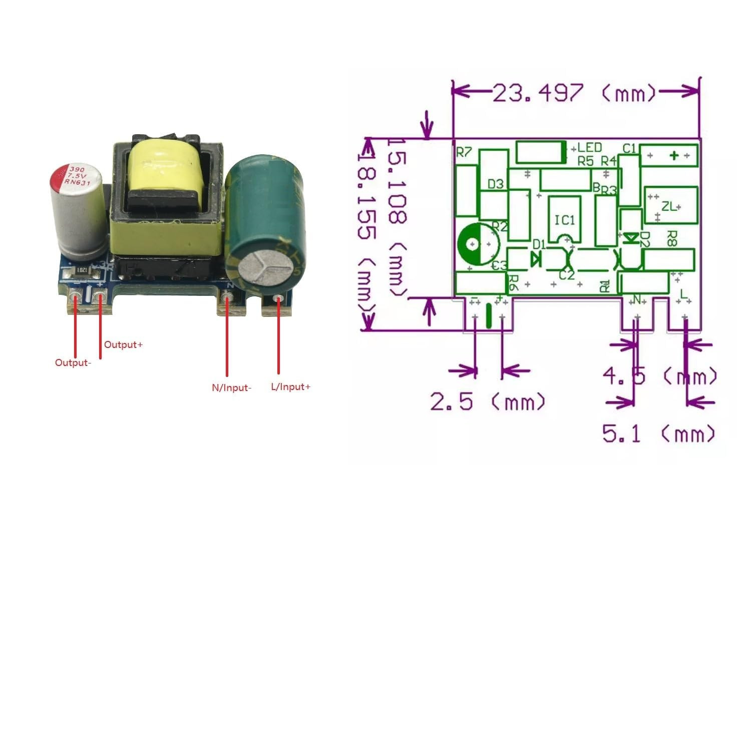 5Pcs Mini AC to Dc Converter AC-DC 110V 120V 220V 230V to 5V Converter Board Mod