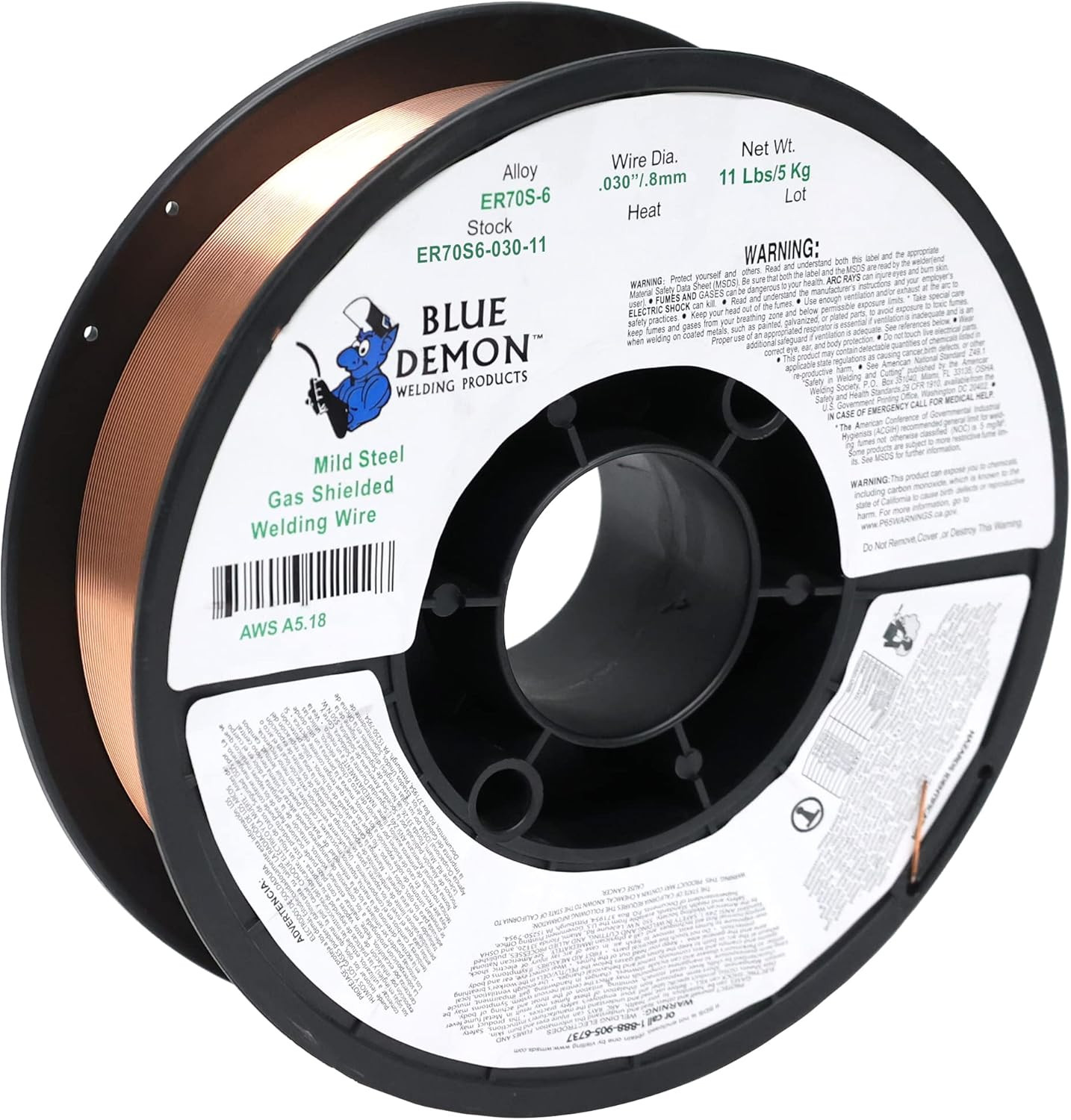 Blue Demon ER70S6 X .030 X 11 LB MIG/GMAW Carbon Steel Welding Wire, All Positio