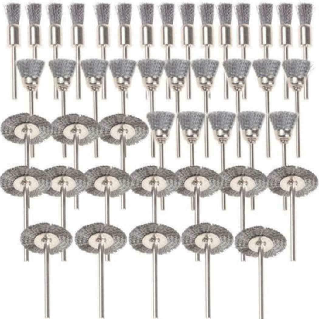 US 45X Wire Wheel Brushes Set Stainless Steel Die Drinder For Dremel Rotary Tool