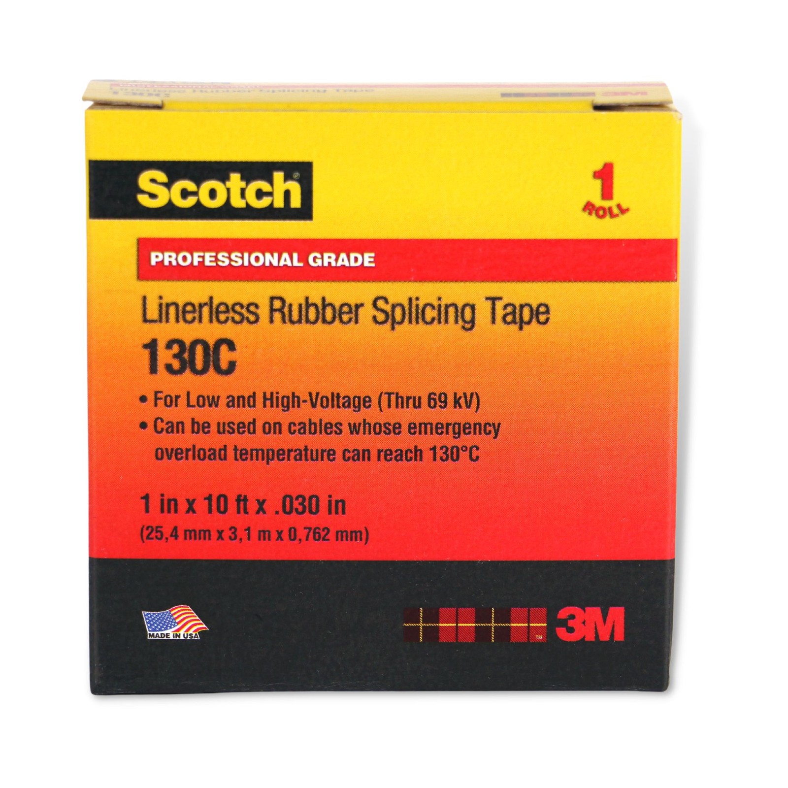 Scotch Linerless Rubber Splicing Tape (130C): 1 in. x 10 ft. (Black)