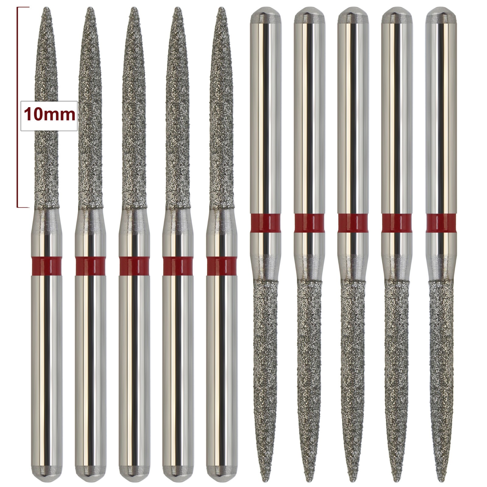 Dental Diamond Flame Bur Fine Grit Red FG Burs 863/012F For High Speed Turbine