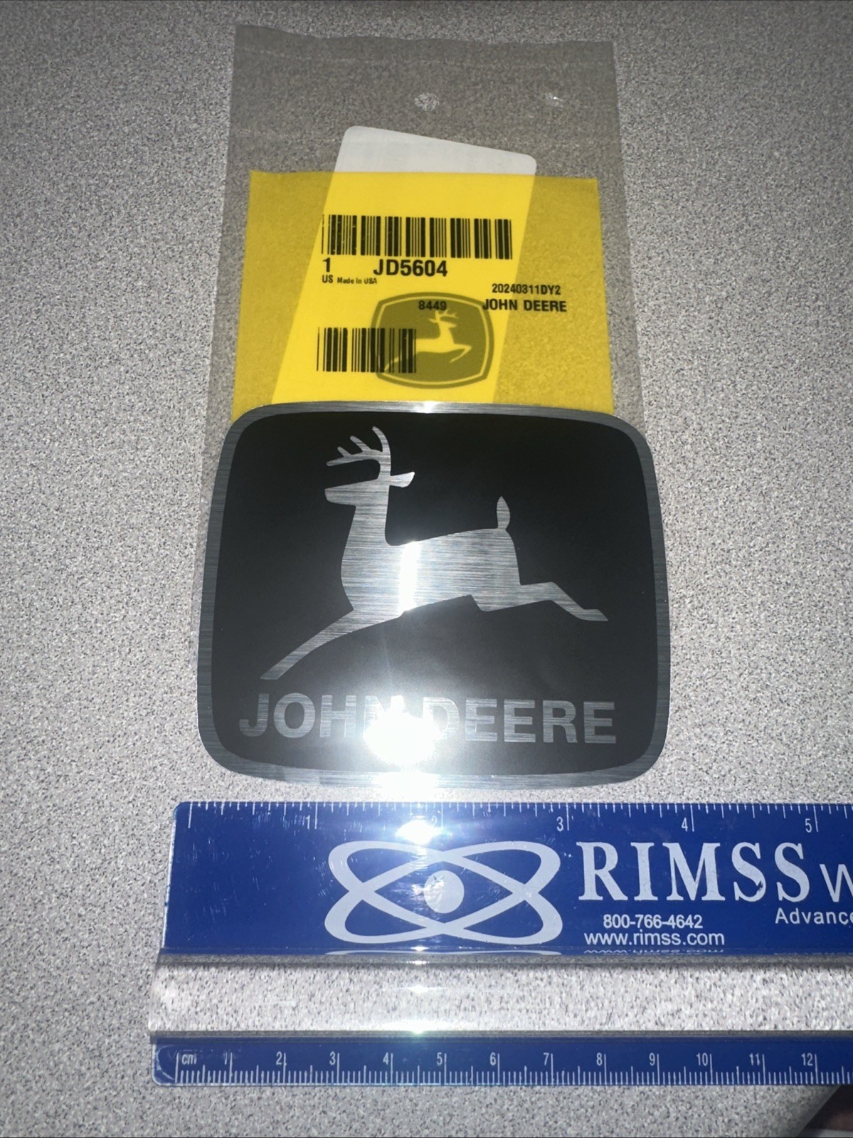 New John Deere Black & Silver Logo Decal JD 5604