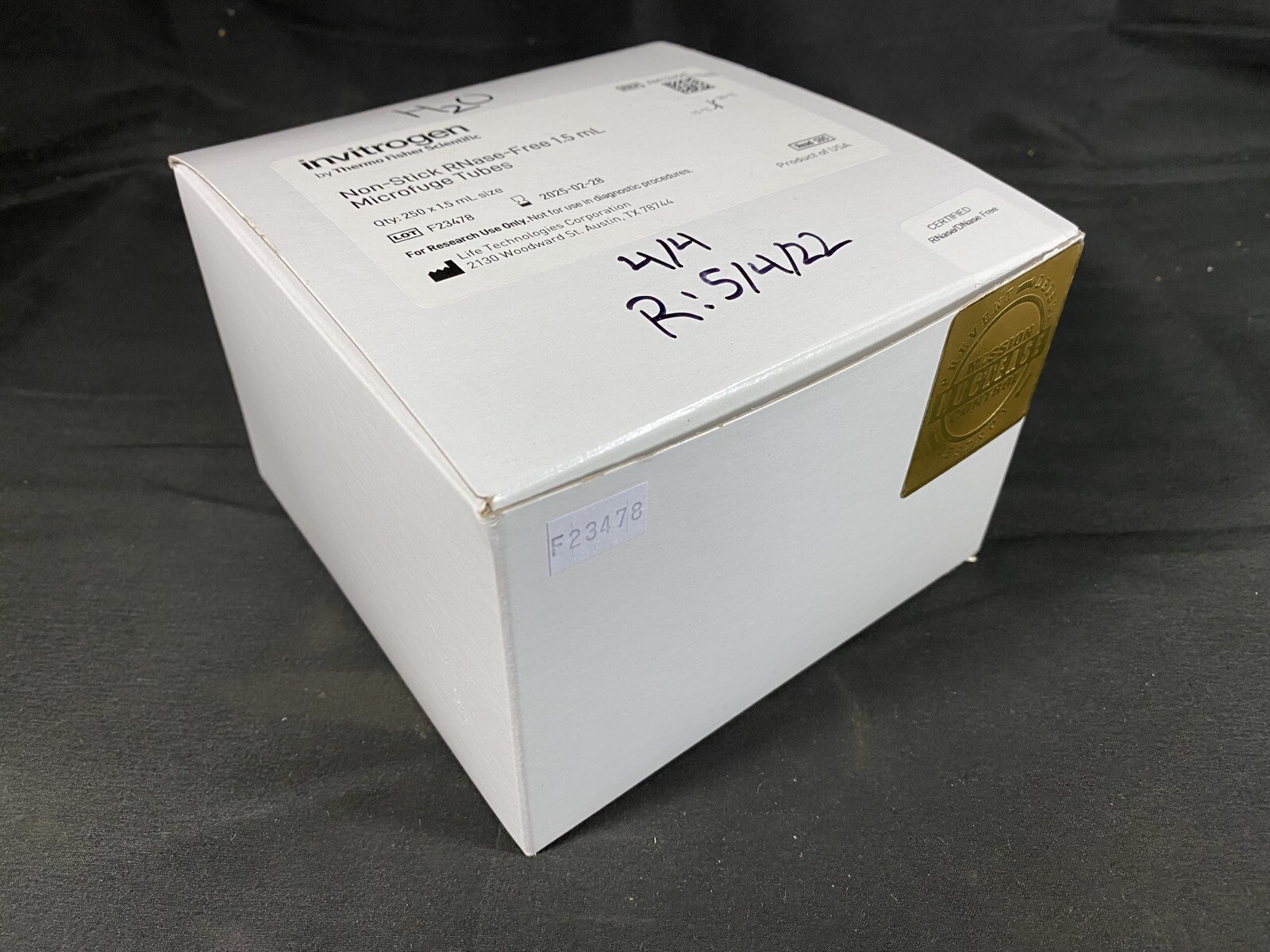 THERMO FISHER Polypropylene 1.5mL Microcentrifuge Tubes AM12450 (250/pk)