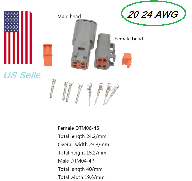 OEM Gray Deutsch DTM 2 3 4 6 8 12 Pin Connector Electrical Kit 20-24 AWG