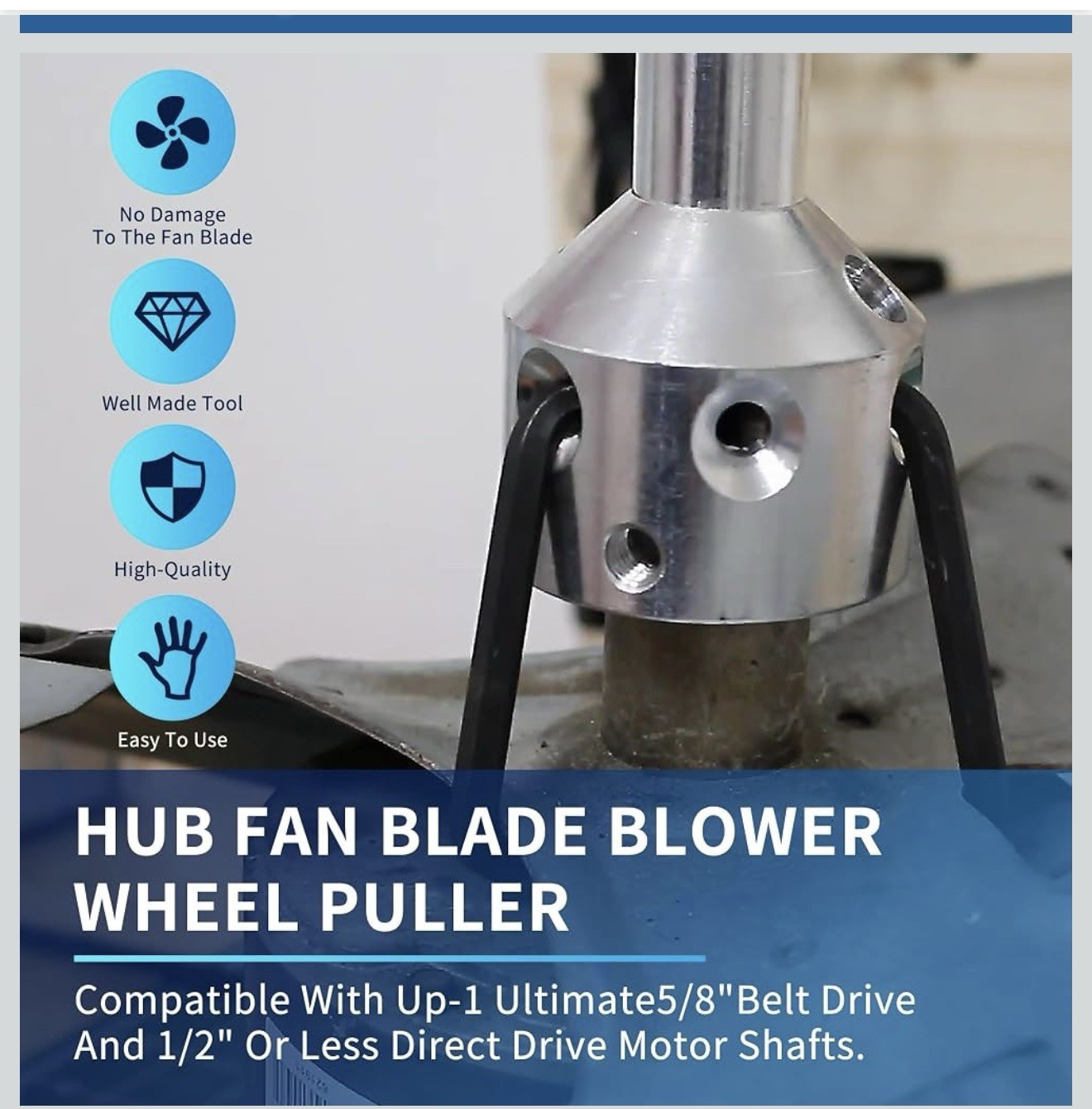 UP-1 Ultimate Wheel Puller Kit for 5/8″ Belt Drive Motor Hub Fan Blade & Blower
