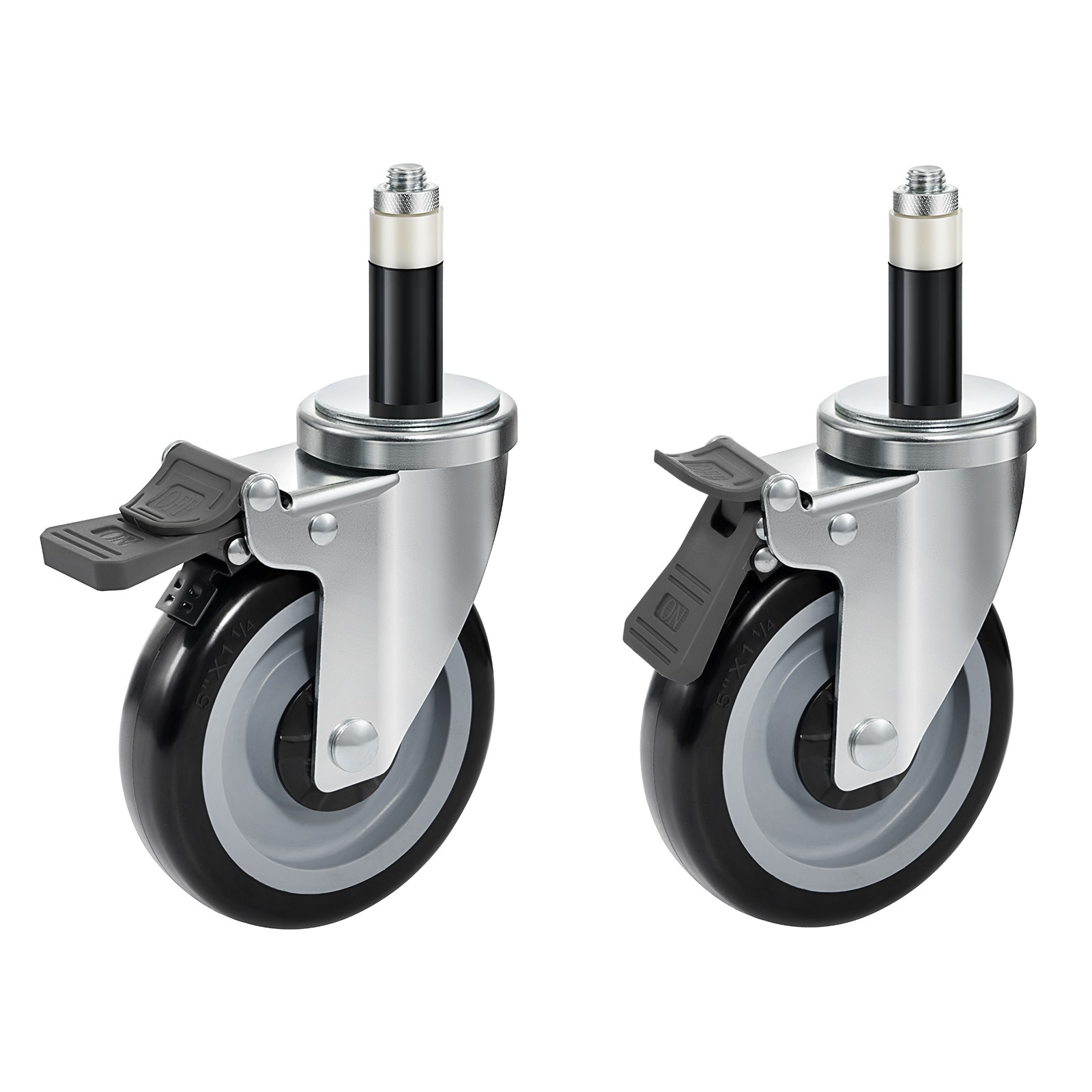 5″ Expanding Stem Caster Wheels Set of 4 for 7/8″, 1″, 1-1/2″ Tube Legs 1600LBS