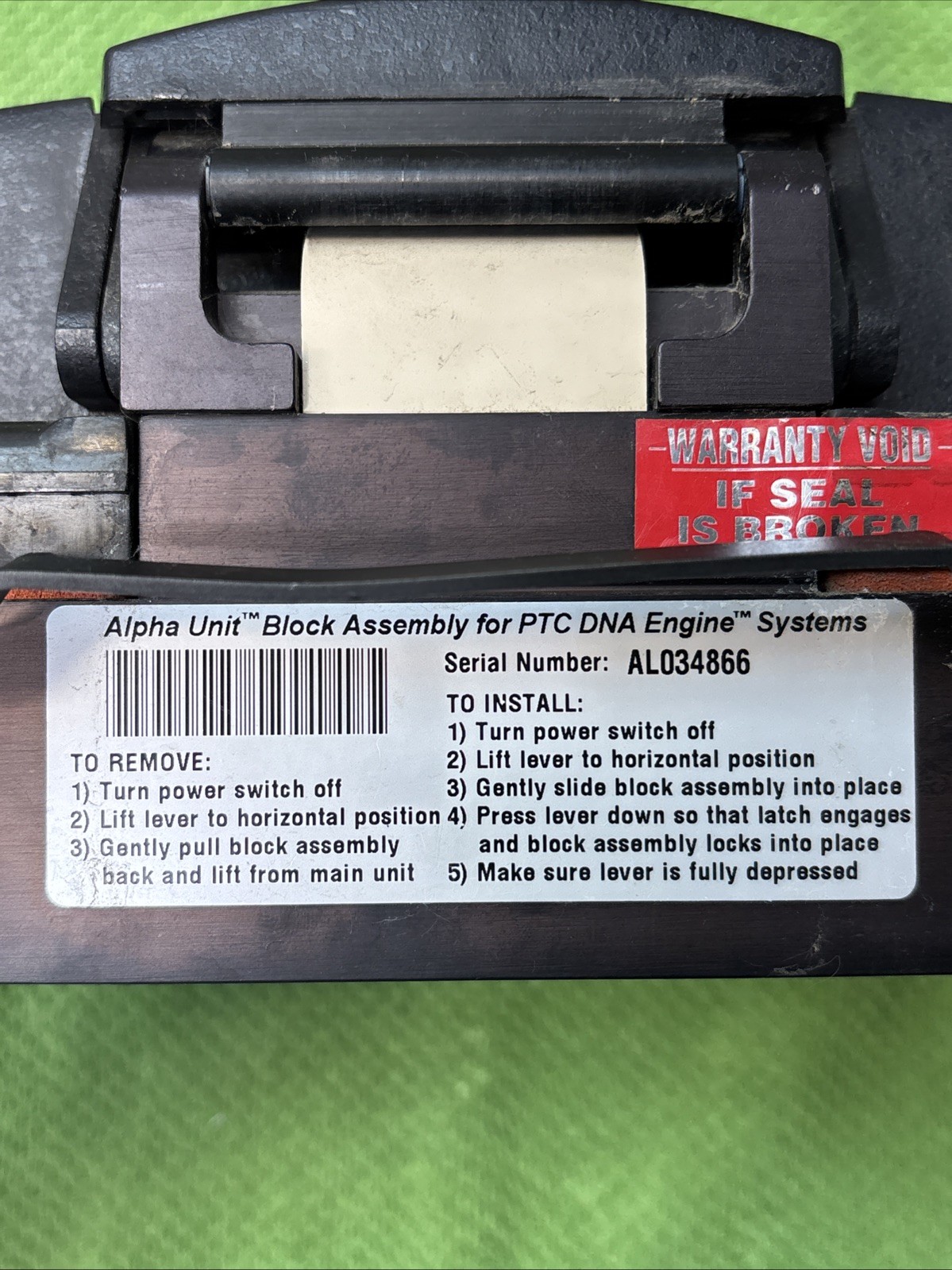 Bio-Rad MJ Research Alpha Unit Block Assembly AL034866 96-Well PTC DNA Engine