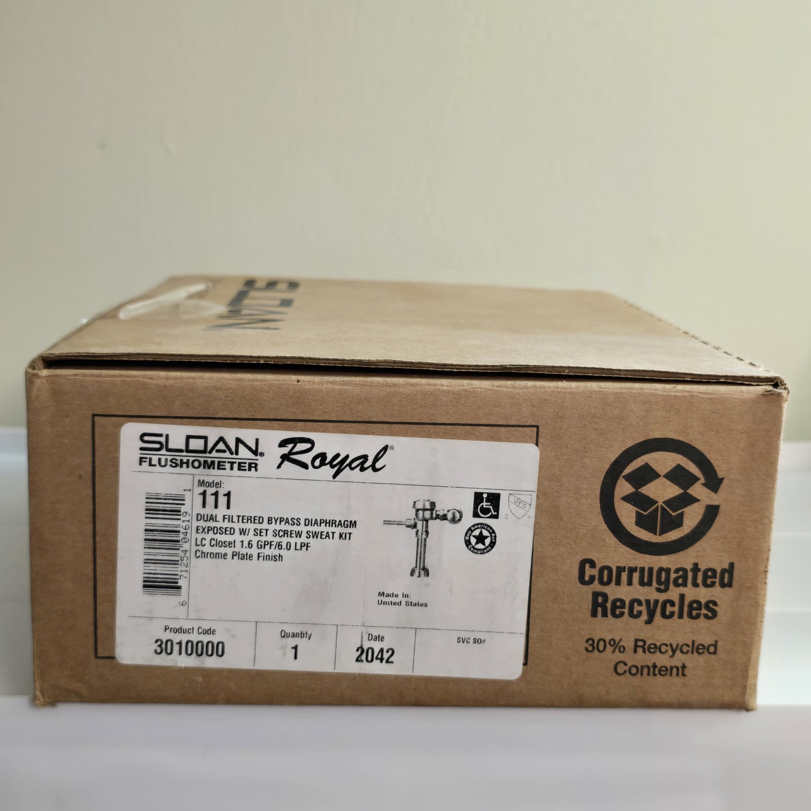 Sloan Royal 111 Chrome Manual Water Closet Flushometer 1.6 GPF (READ)