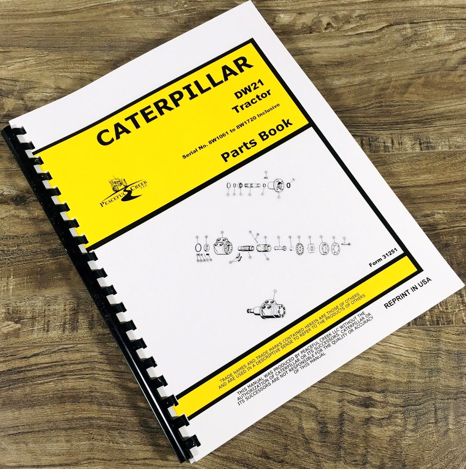 Parts Manual For Caterpillar DW21 Scraper Catalog Book 8W1061-8W1720 Inclusive