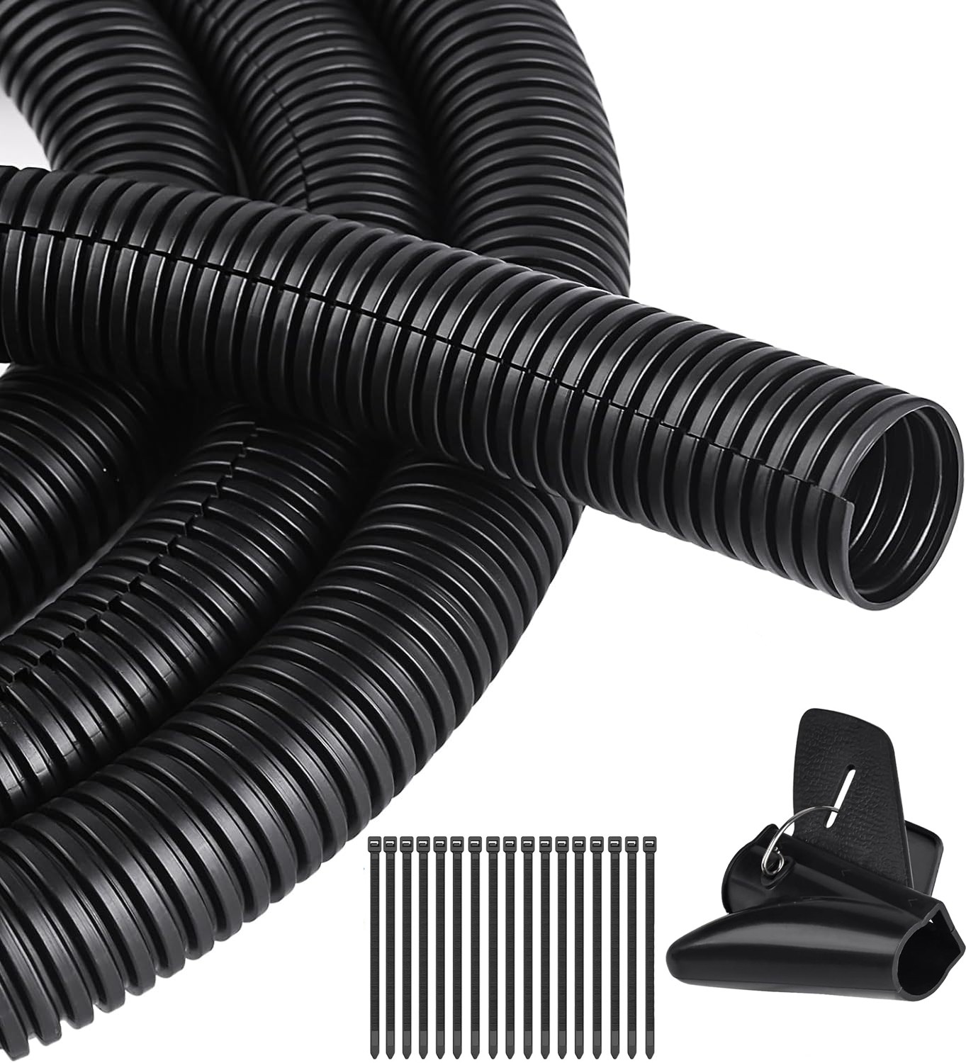 100 FT 1/4” Wire Loom Split Tubing Auto Wire Conduit Flexible Cover all size