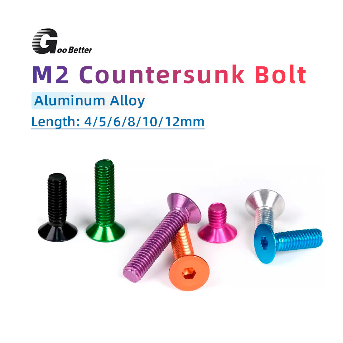 M2 2mm Aluminium Alloy Hex Socket Countersunk Flat Head Screw DIY Model fittings