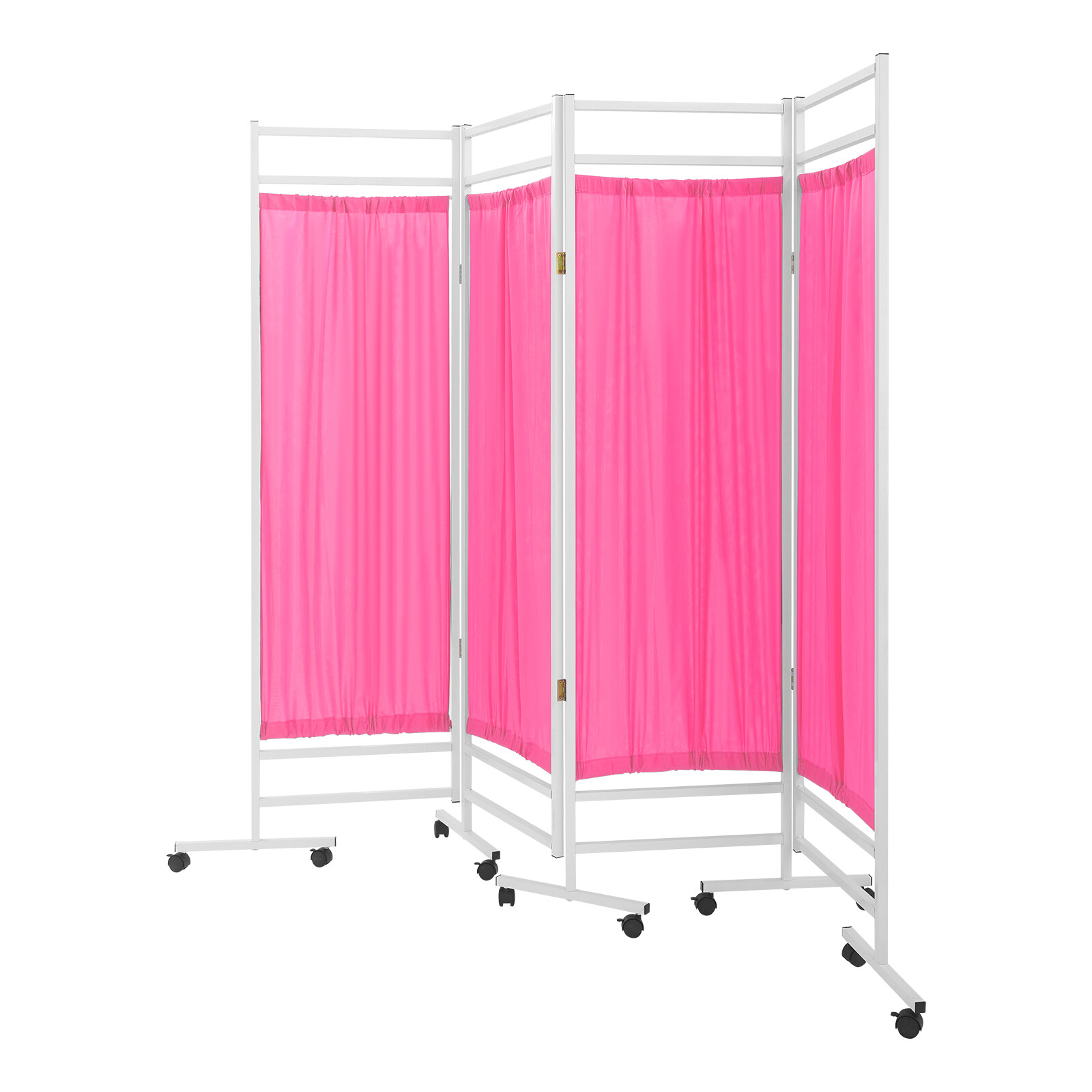 4 Panels Foldable Medical Room Divider Portable Medical Privacy Screen Pink