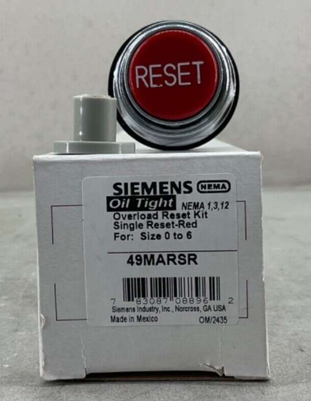 NEW SIEMENS 49MARSR OIL TIGHT OVERLOAD RESET KIT SINGLE RED SZ0-6 NEMA 1,3,12
