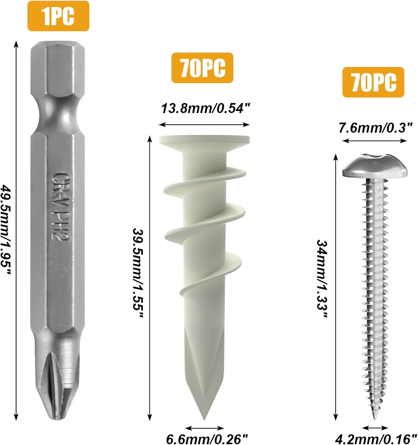 140Pcs #8 Self Drilling Drywall Anchors with Screws Kit, Heavy Duty Dry Wall Anc