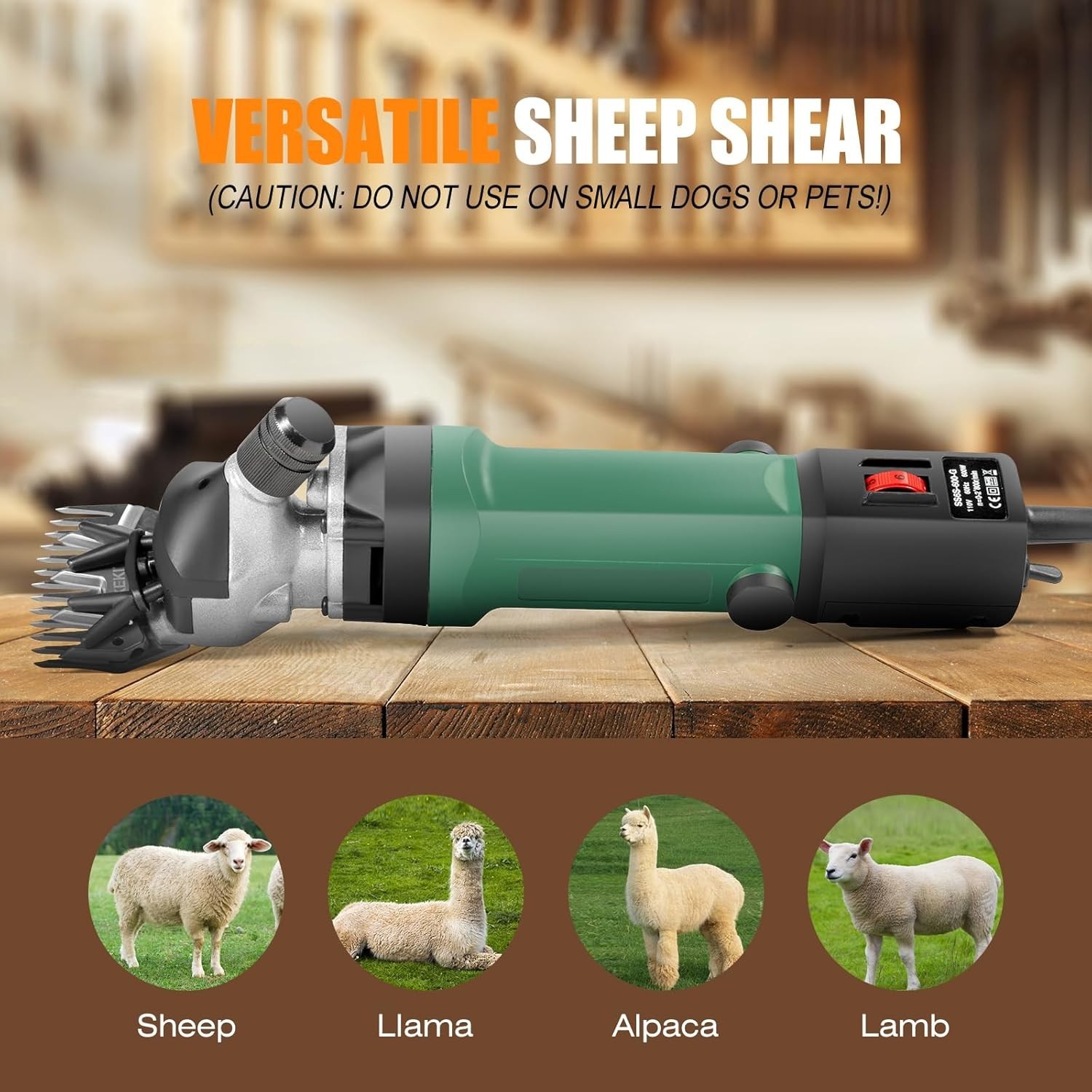 Sheep Shears, 600W Professional Heavy Duty Sheep Clippers, 6 Speeds Electric Ani