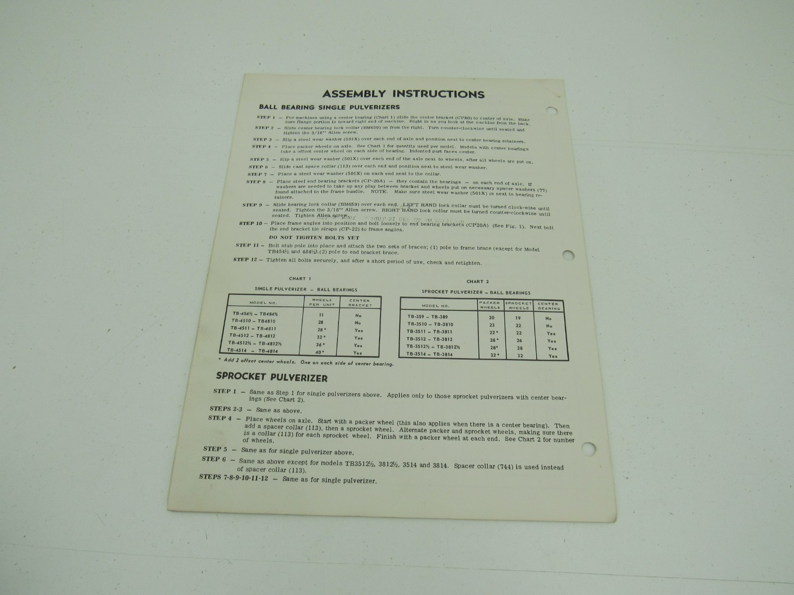 Dunham TB Series Pulverizer Packer Assembly and Parts List Manual