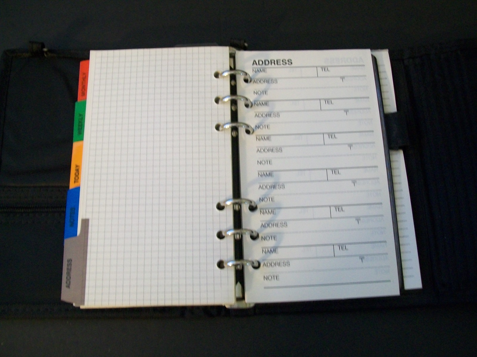 Vintage Brown Nylon Planner 6 Ring Organizer With Pockets 5.75in x 7.5in