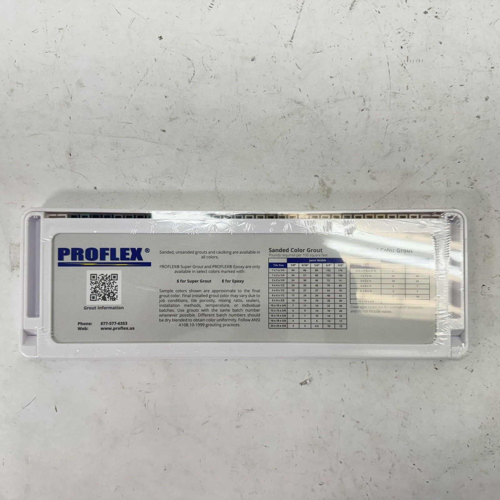 PROFLEX Grout Color Sample Kit Tile Selector Board Sanded Unsanded Caulk Epoxy