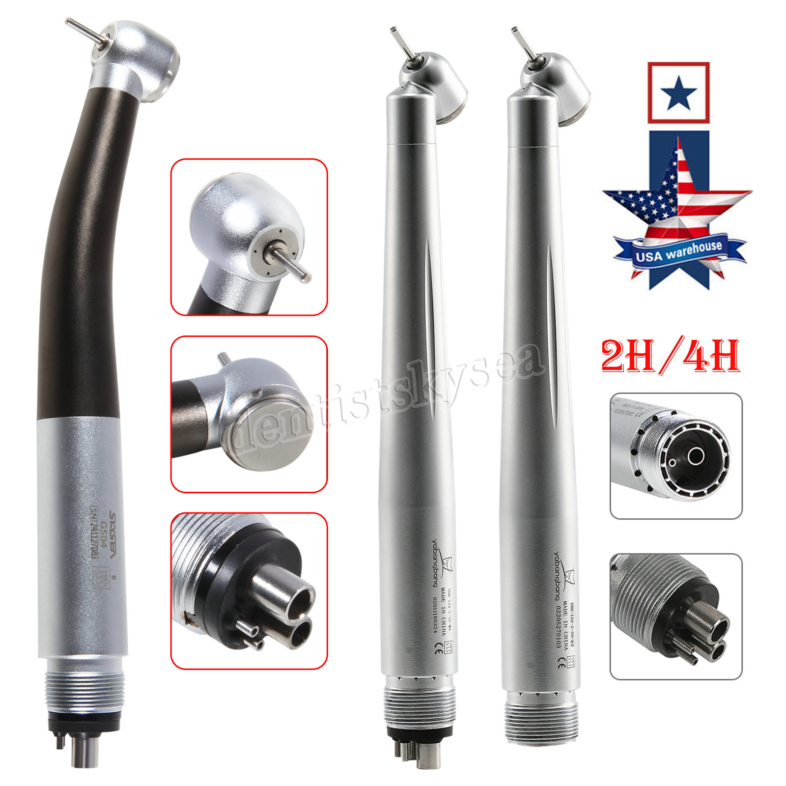 Dental LED Fiber Optic High Speed Turbine Handpiece Fit KAV NSK Coupler 2/4/6H
