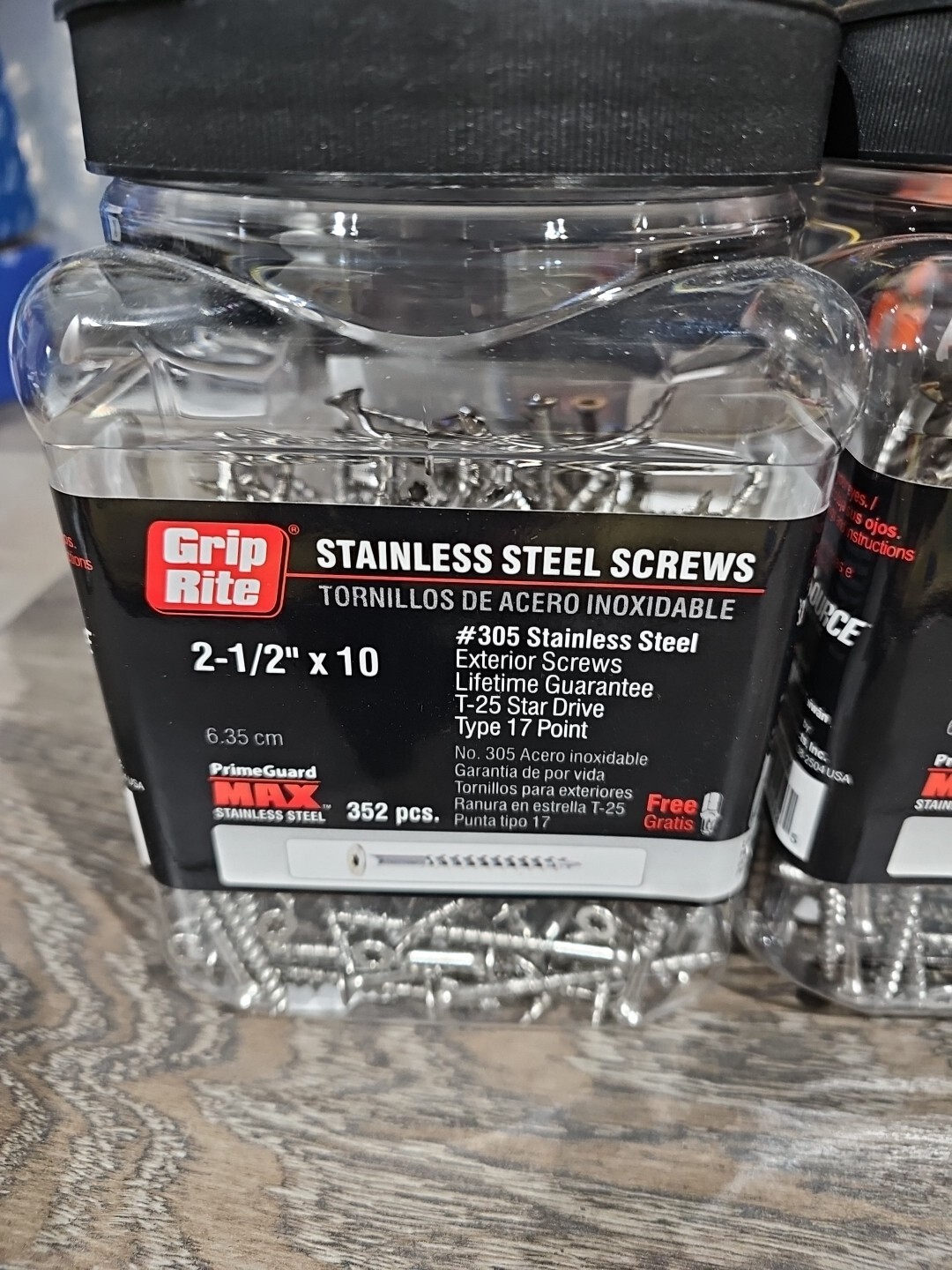 Lot of 2: Grip-Rite PrimeGuard Max #10 x 2.5 in. Stainless Steel Deck Screws