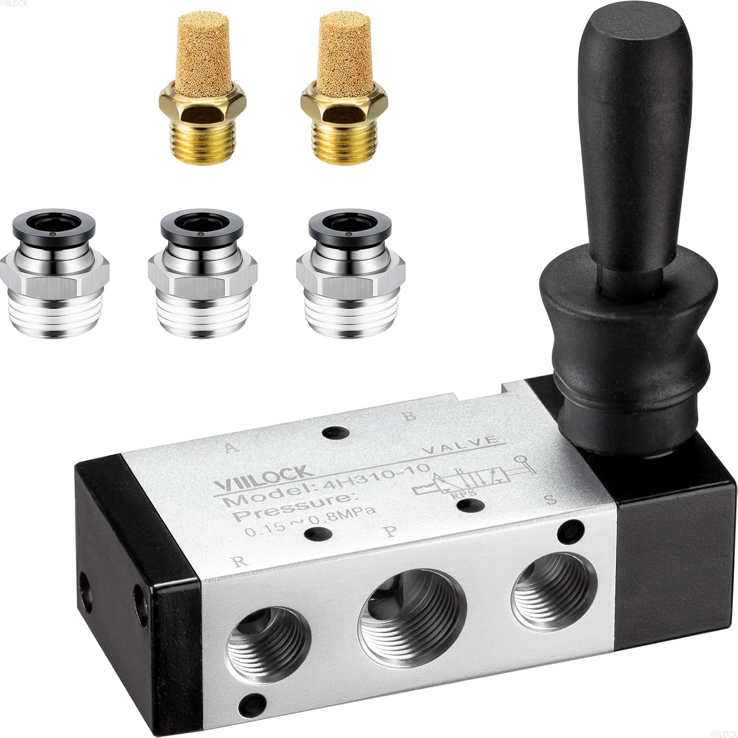 Pneumatic Air Hand Lever Valve, 5 Way 2 Position 3/8”NPT Solenoid Valve Manual C