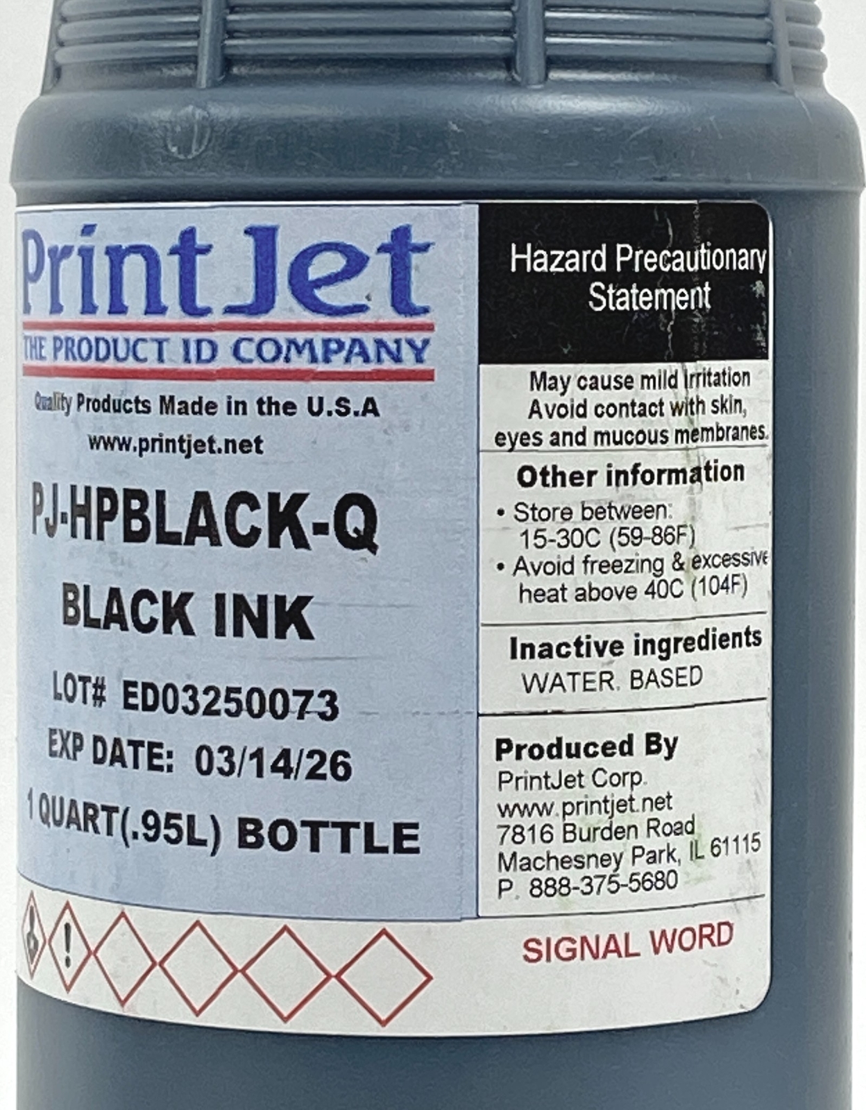 PrintJet PJ-HPBLACK-Q Black Ink 1 Quart Professional Quality Bottle Set of 2