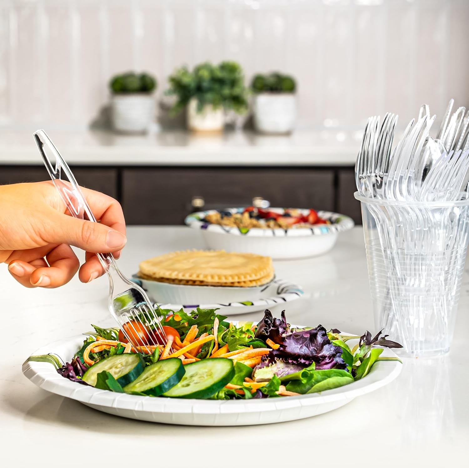 Disposable Clear Plastic Forks, Premium Quality, BPA-Free, for Everyday Use,