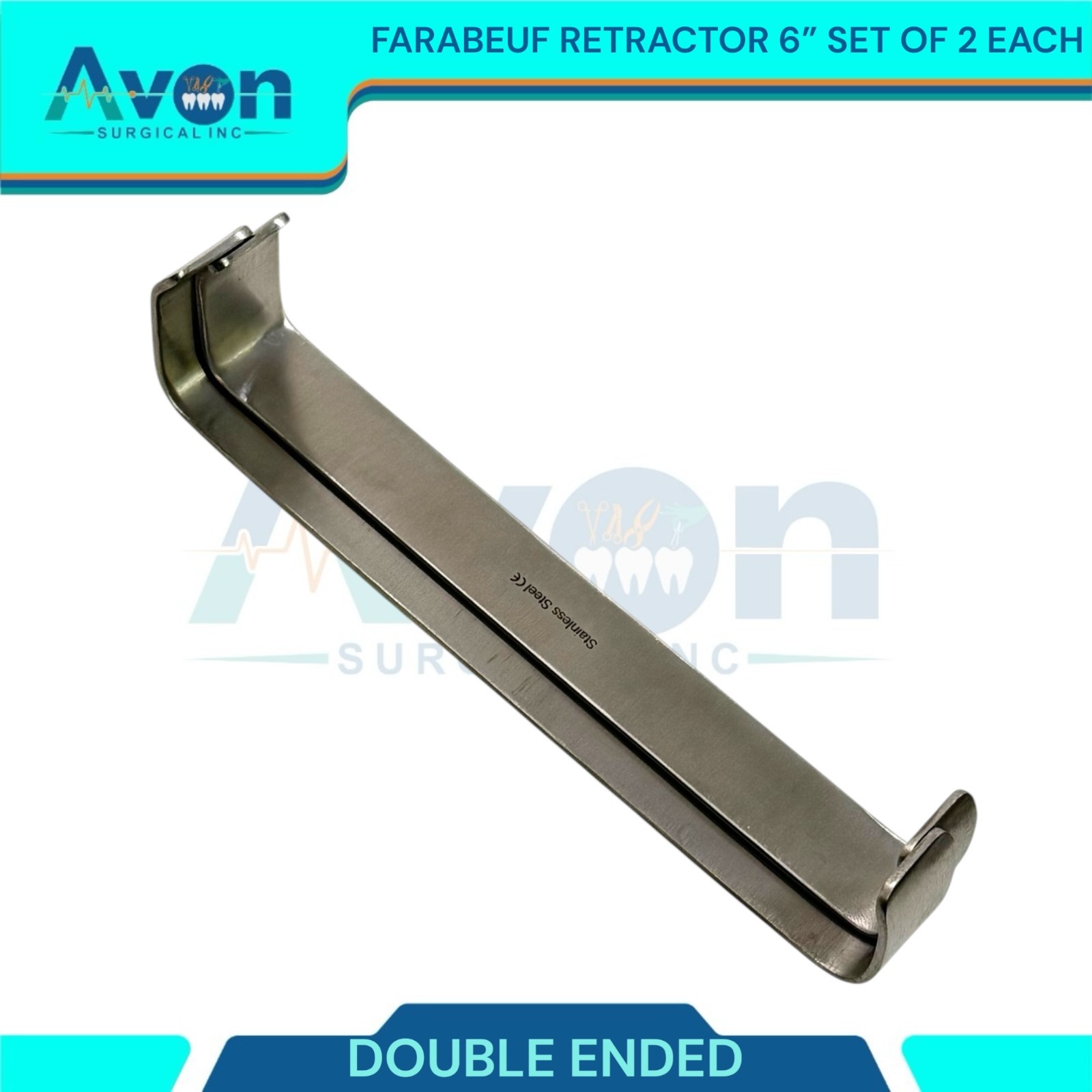 6in Farabeuf Retractor – Double Ended – Satin Stainless Steel – Set of 2