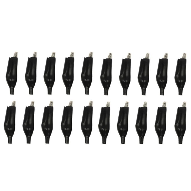 20pcs Black Red Soft Plastic Coated Testing Probe Aligator Clips Crocodile P2001