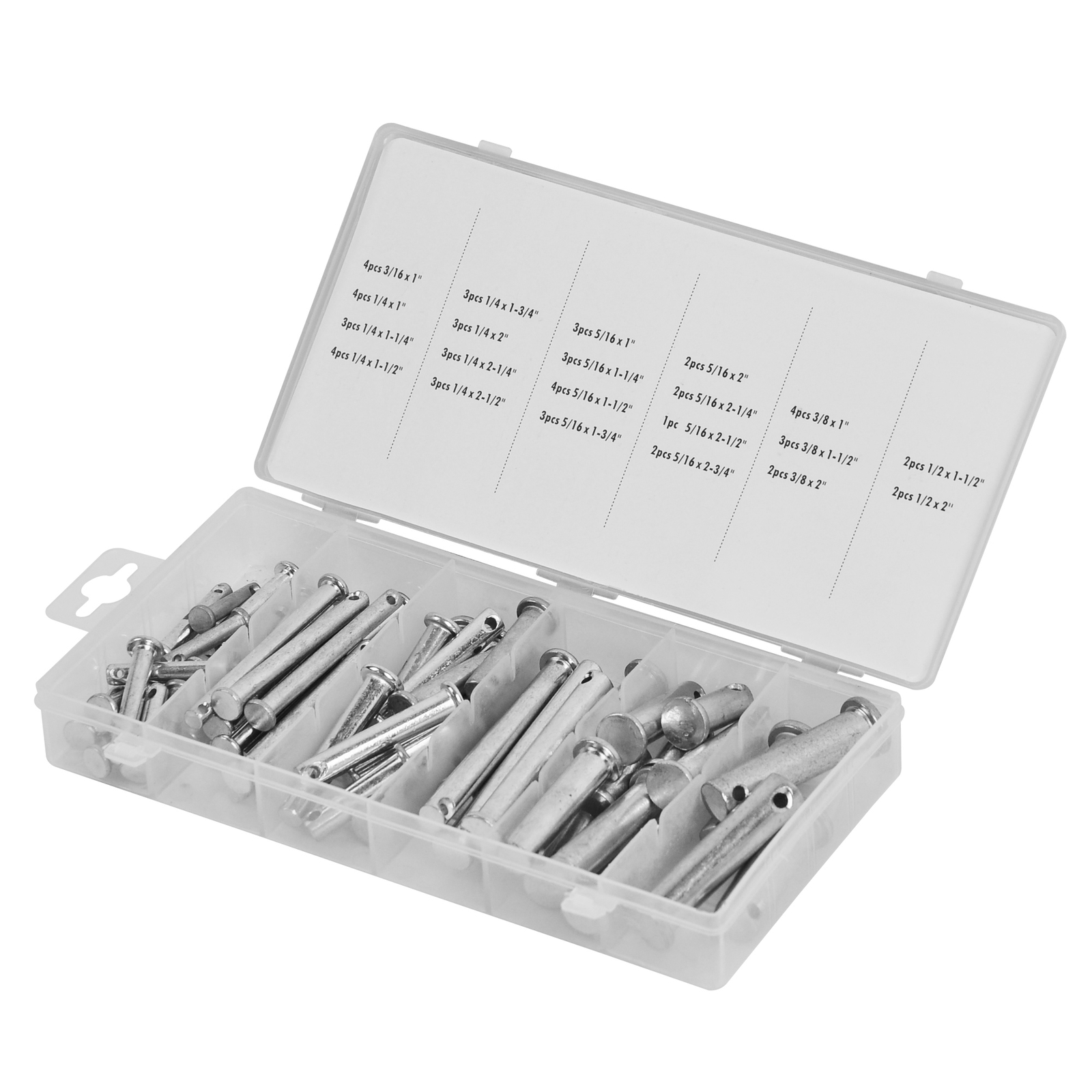 Universal 60 Pieces Clevis Pin Assortment 3/32 in,1/8 in and 5/32in Pin Hole