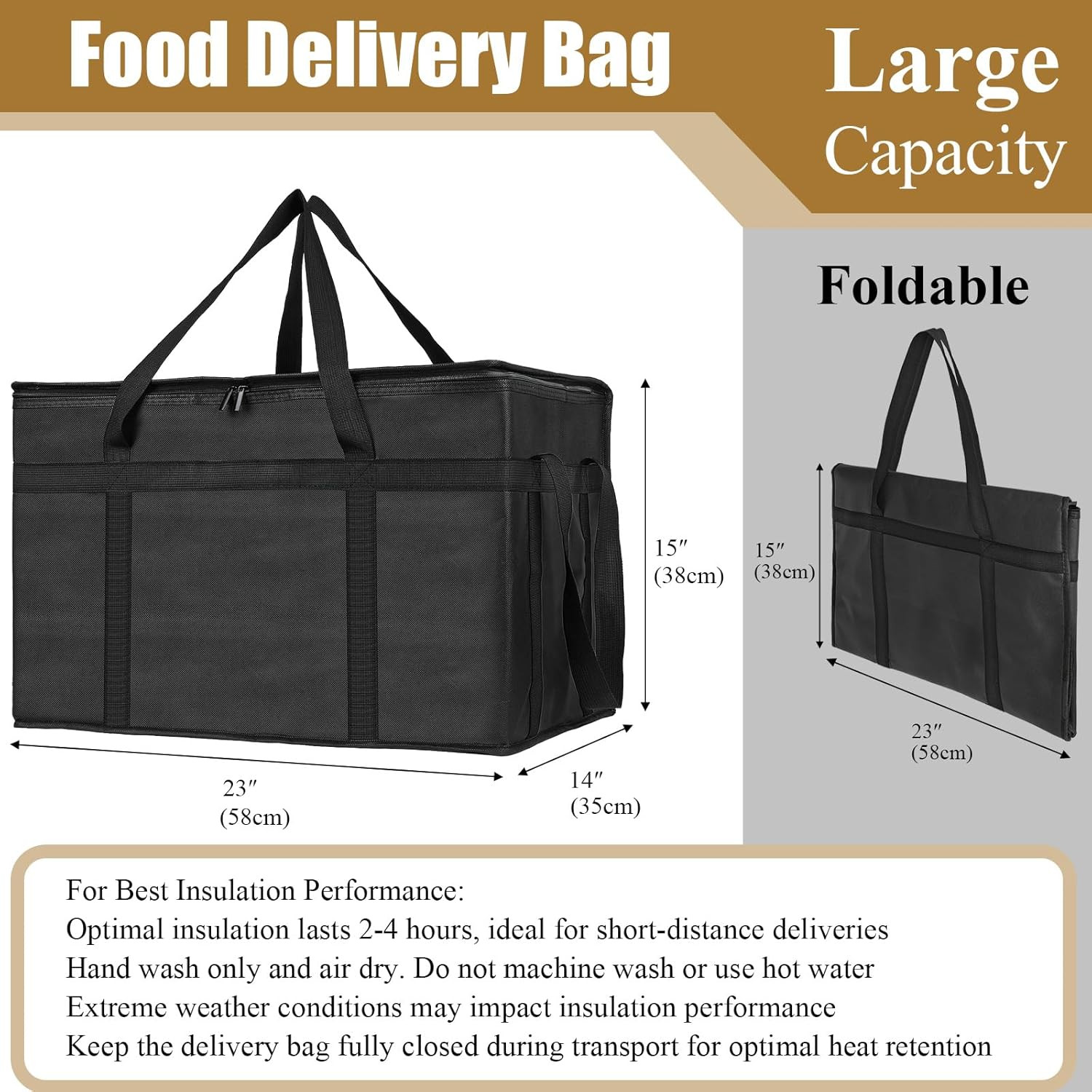 Insulated Bags for Food Delivery, XXXL Pizza Delivery Bags, Large