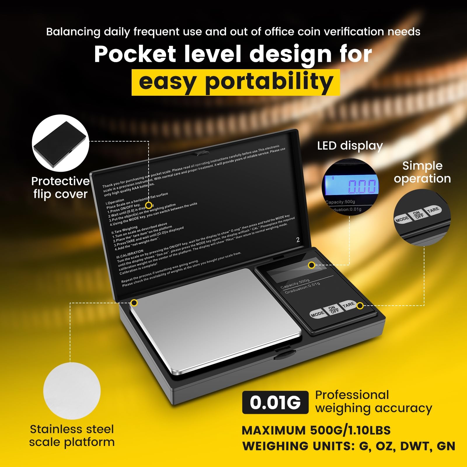 The Pocket Coin Ping pinger Tester Kit with Gram Scale 500g/0.01g High Precis…