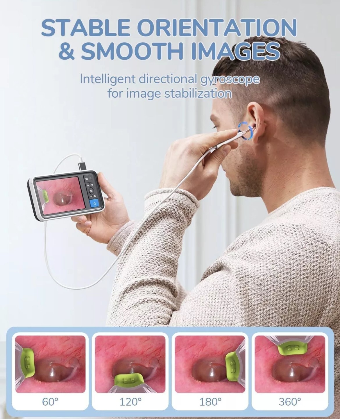 Digital Otoscope 4.5-inch IPS Color Screen 1.0MP 1080P 3.9mm Camera 6 LED MS450