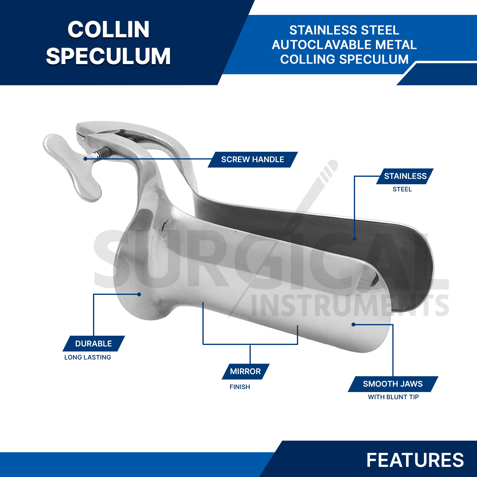 COLLIN Vaginal Speculum Medium OB/Gynecology Surgical Stainless German Grade