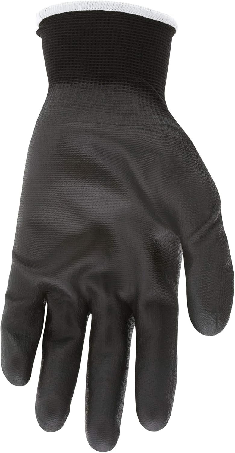 Nylon Knitted Shell Memphis Gloves with Black PU Dipped Palm and Fingers, Bla…