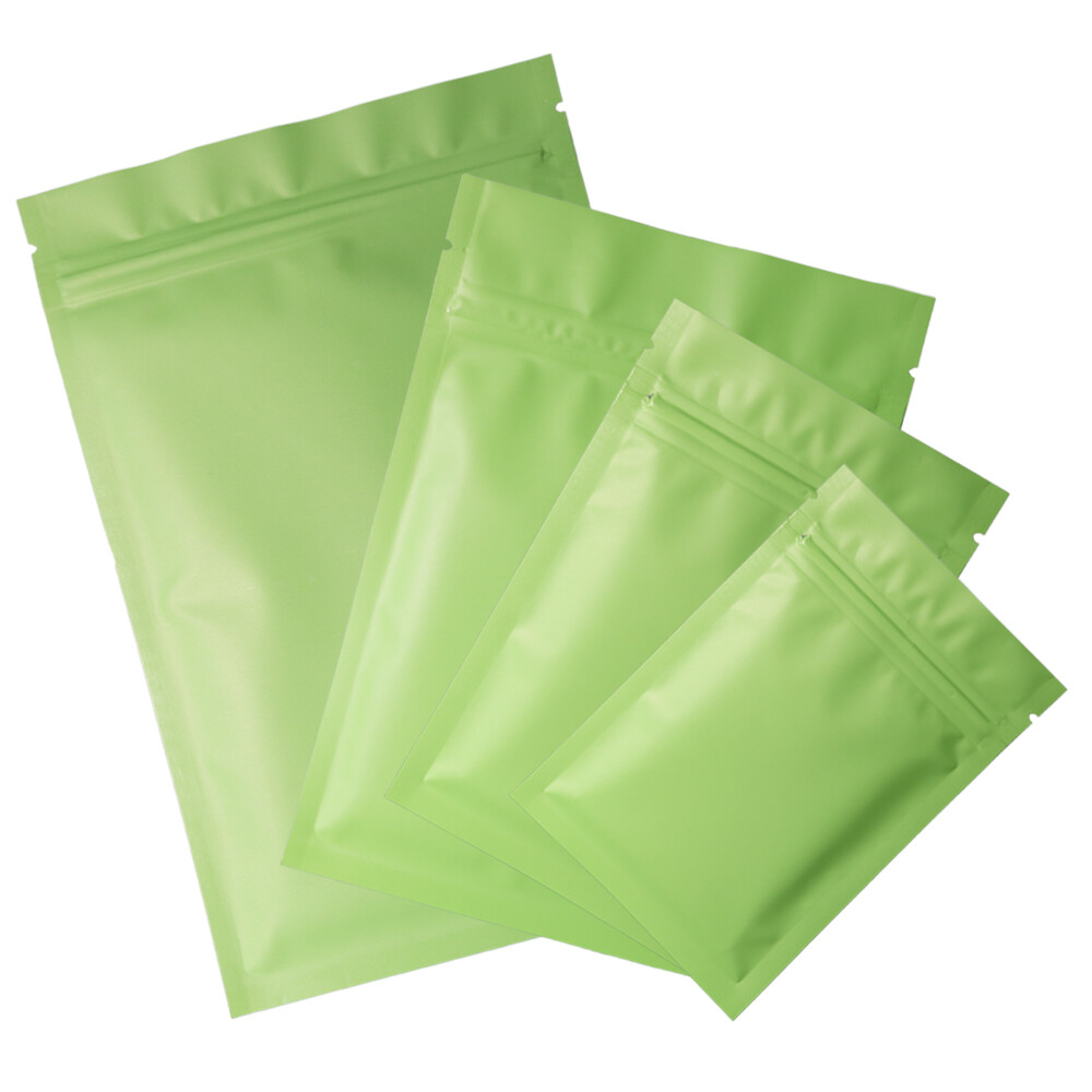Different Sizes for 100 Flat Double-Sided Green Mylar QuickQlick™ Bags