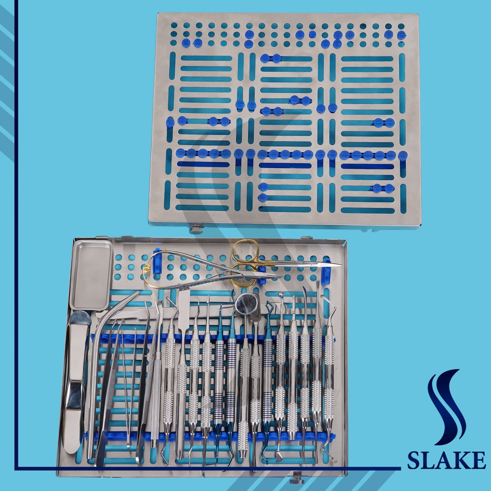 33 PCS ORAL DENTAL EXTRACTION SURGERY BASIC DENTAL INSTRUMENTS SET WITH CASSETTE