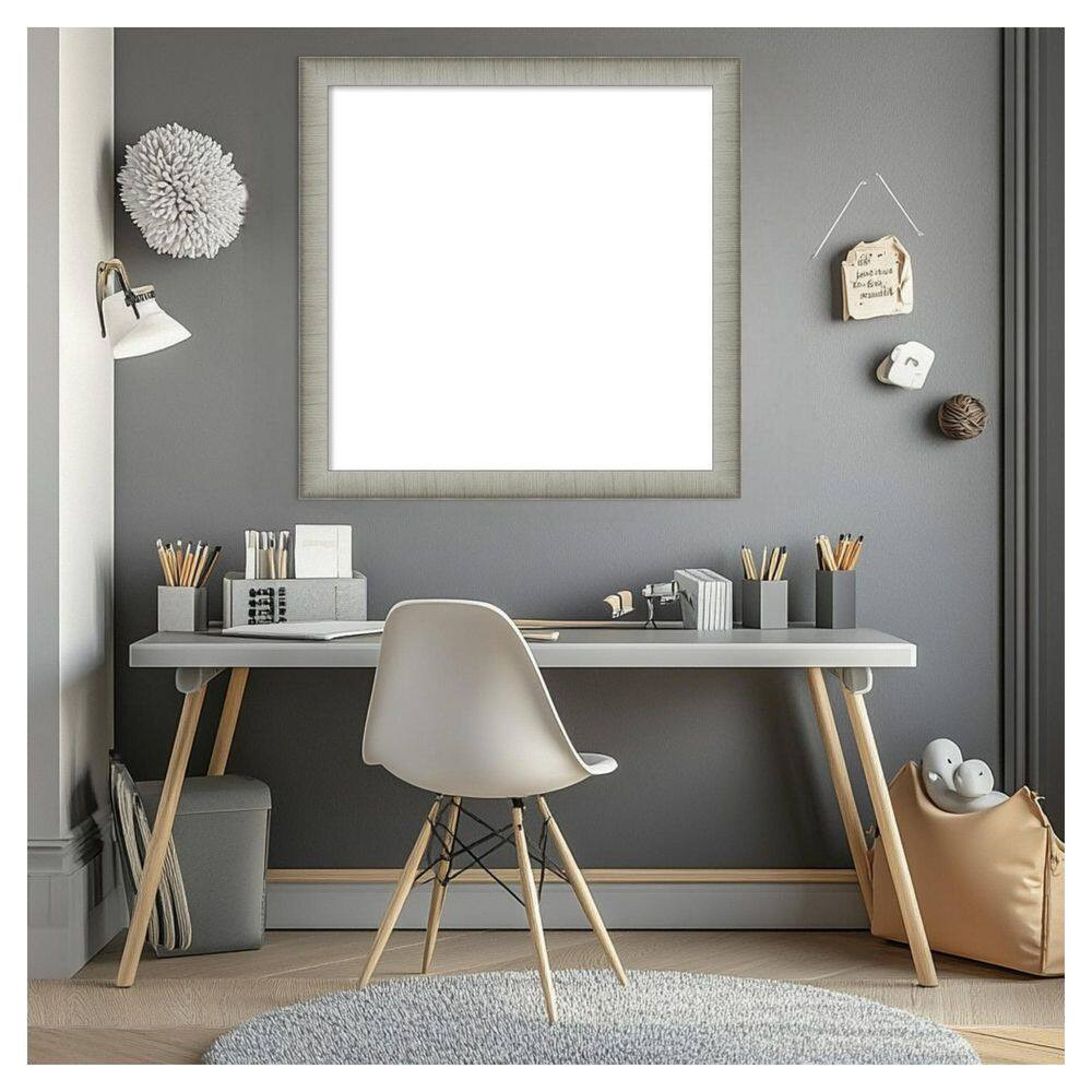 Elegant Brushed Narrow Pewter 27 In. X 27 In. Polystyrene Framed Dry Erase Magne