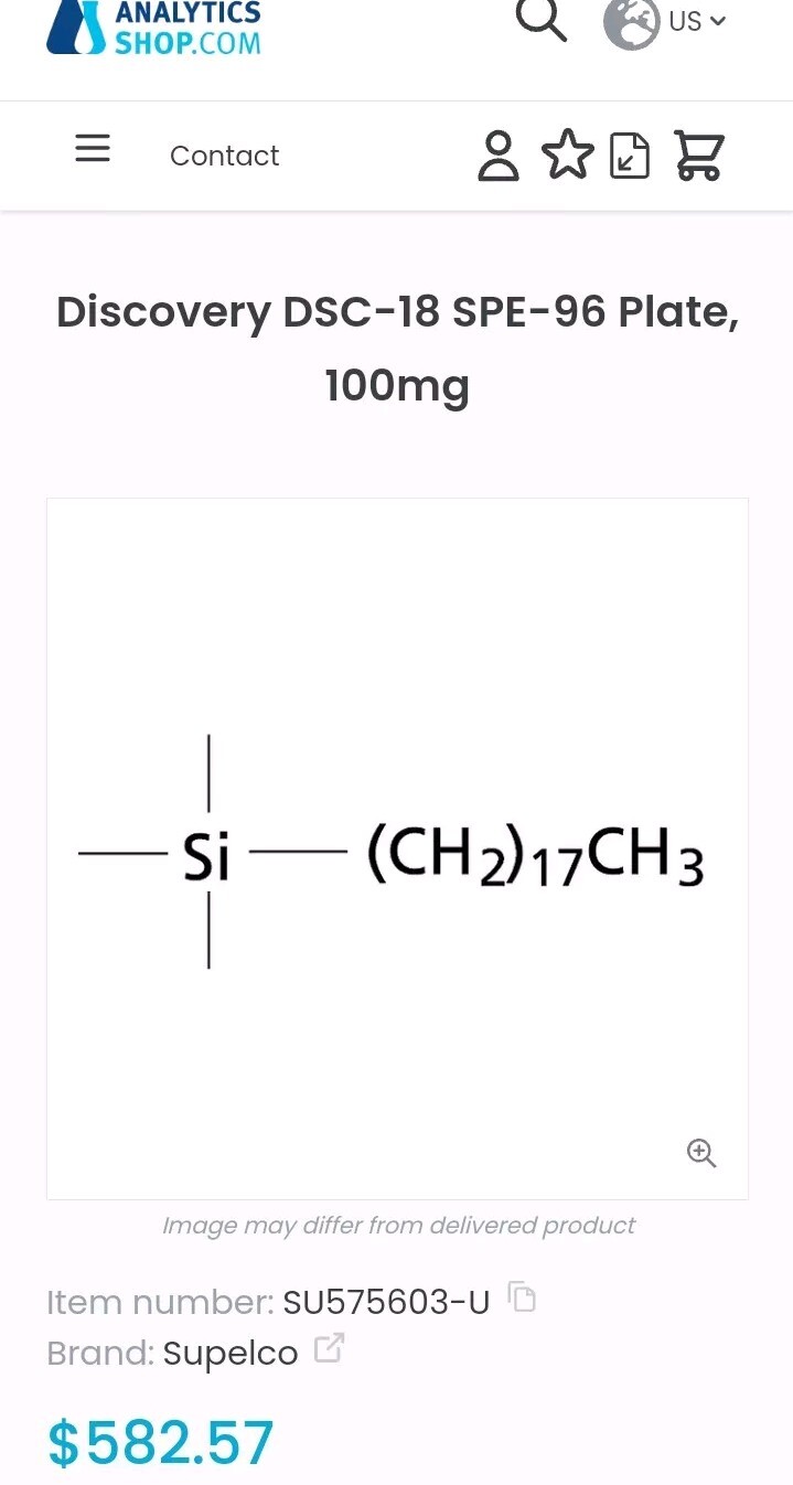 Supelco 575609-U Discovery® DSC-Si 96-well solid phase extractio (SPE) 100mg Plt