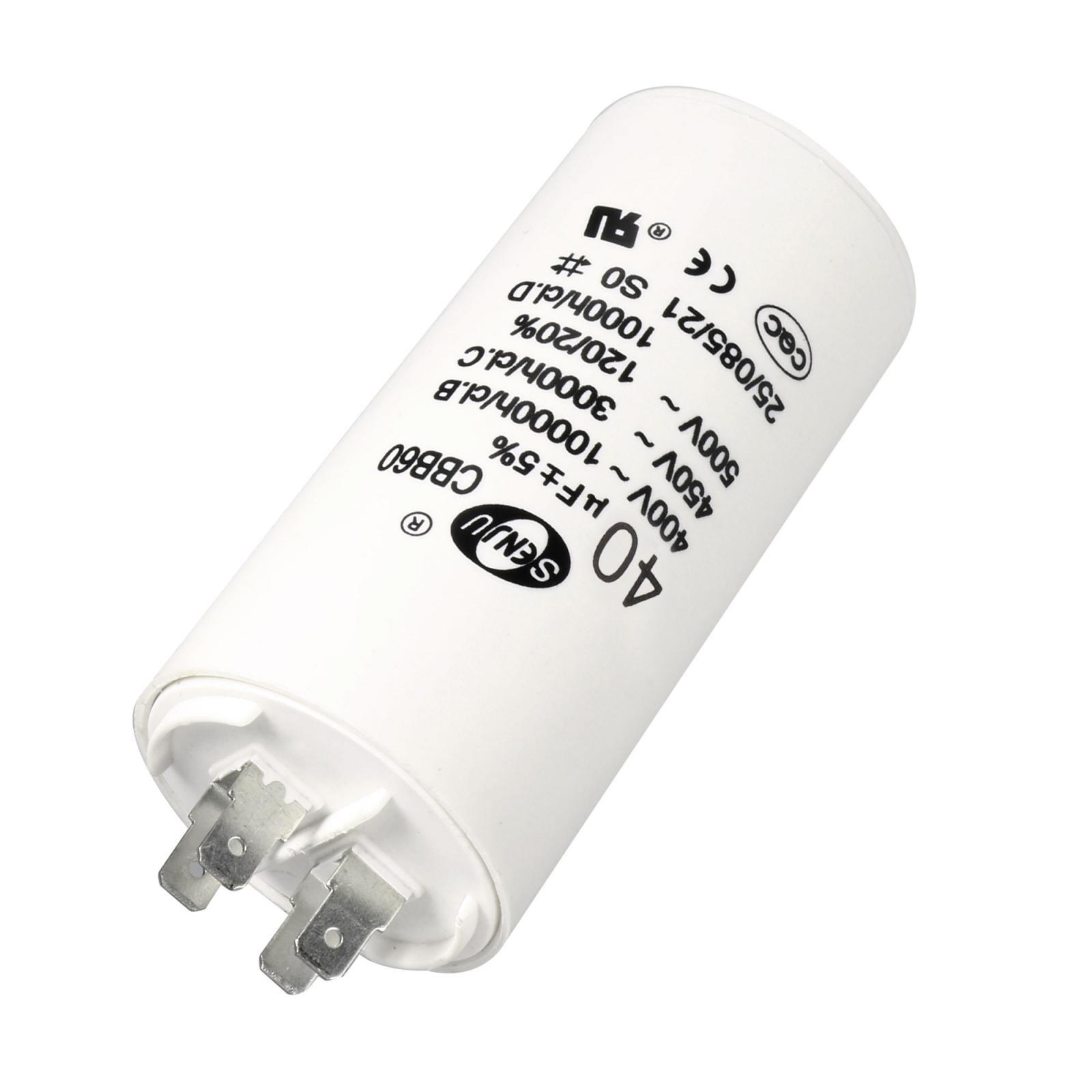 CBB60 Run Capacitor 40uF 450V AC Double Insert 50/60Hz Cylinder 94x45mm White