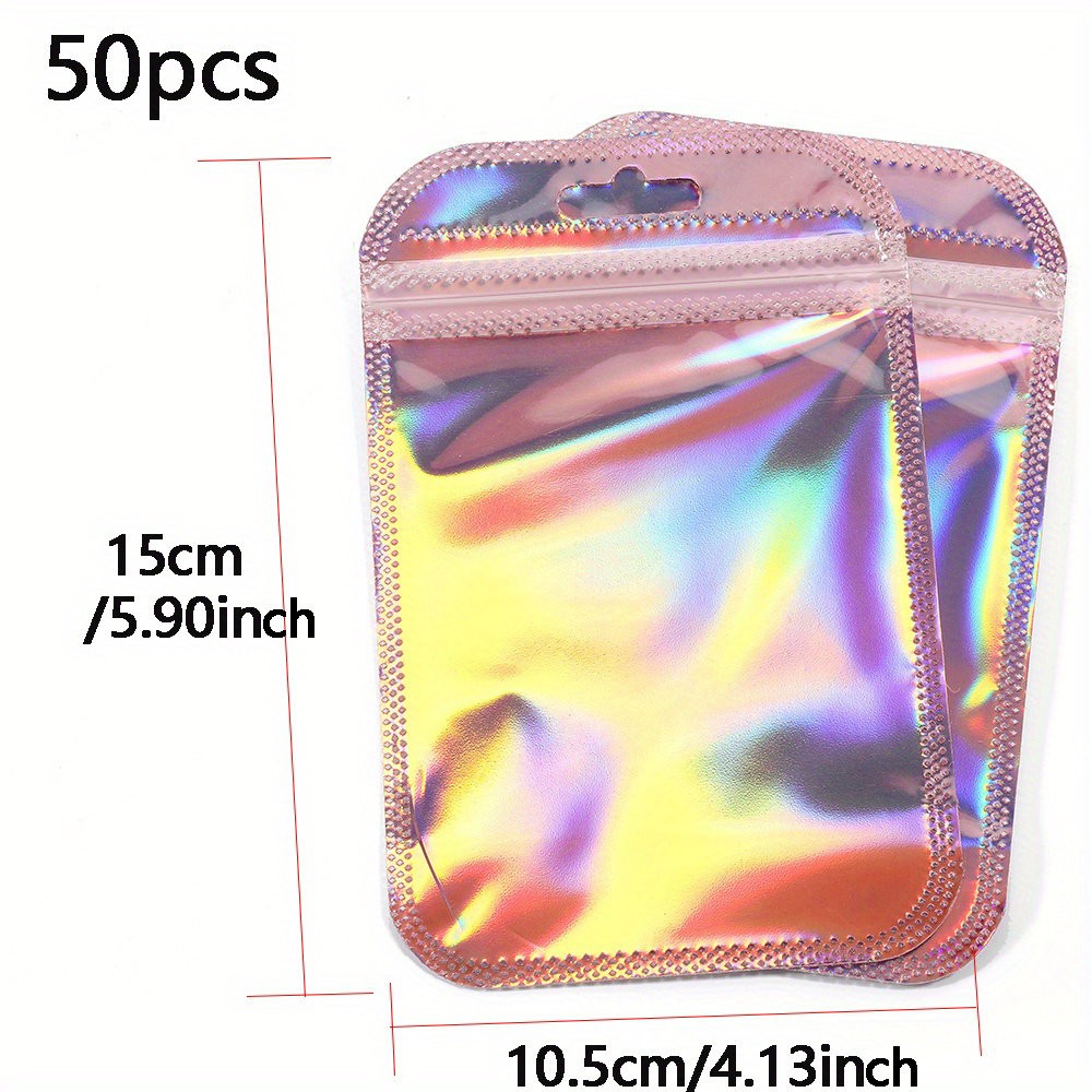 50pcs Laser Printed Bags Transparent Self-Sealing Bag Jewelry Beads Storage bags