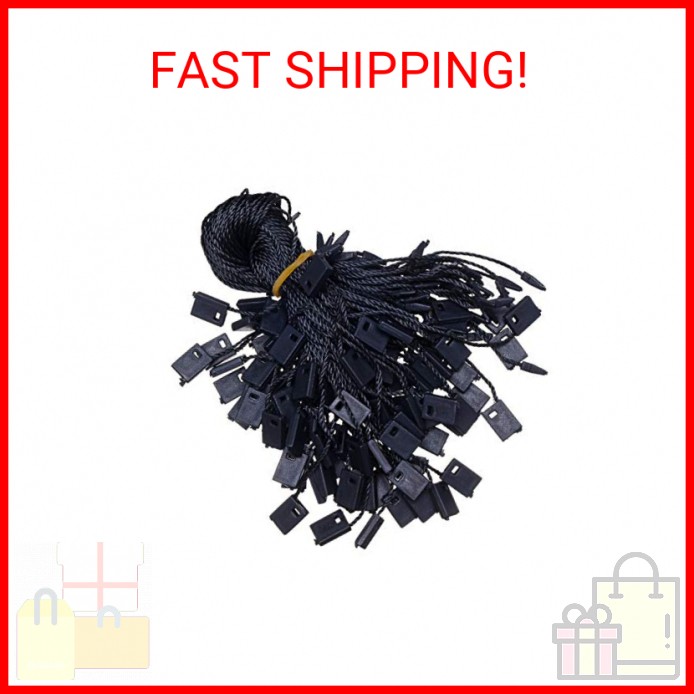 7 Inch 1000Pcs Black Hang Tag String Snap Lock Pin Loop Fastener Hook Ties, Easy
